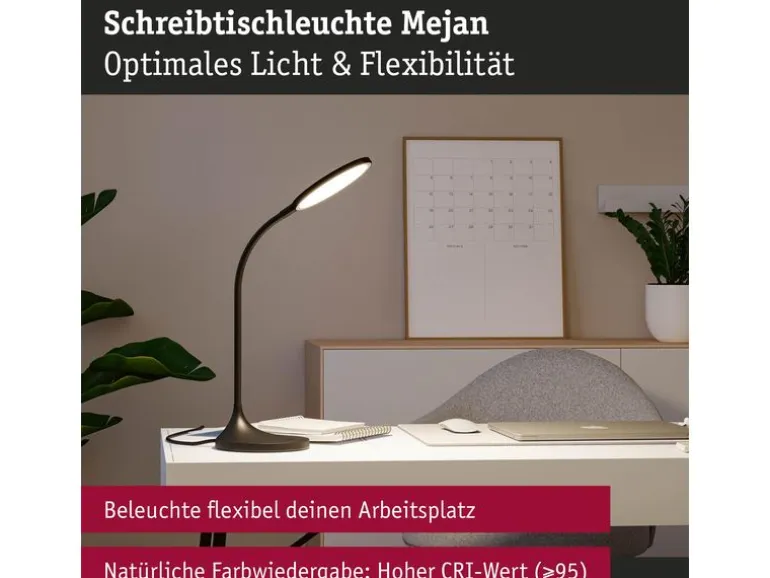 Paulmann Schreibtischleuchte Schwarz, matt