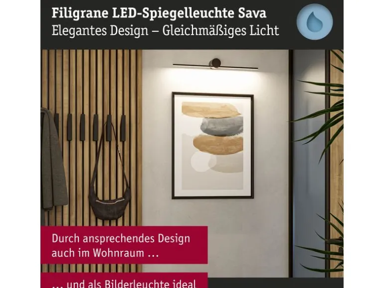 Paulmann Spiegelleuchte LED Sava 5W Schwarz