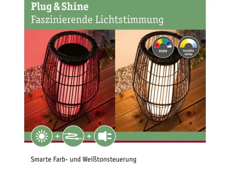Paulmann Stehleuchte Plug & Shine Basket, RGBW, 3.2W, Schwarz