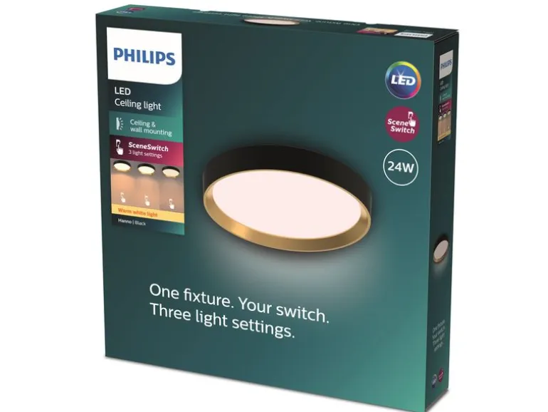 Philips Deckenleuchte Hanno SceneSwitch 2700K, 2700 Lm, Schwarz-Gold