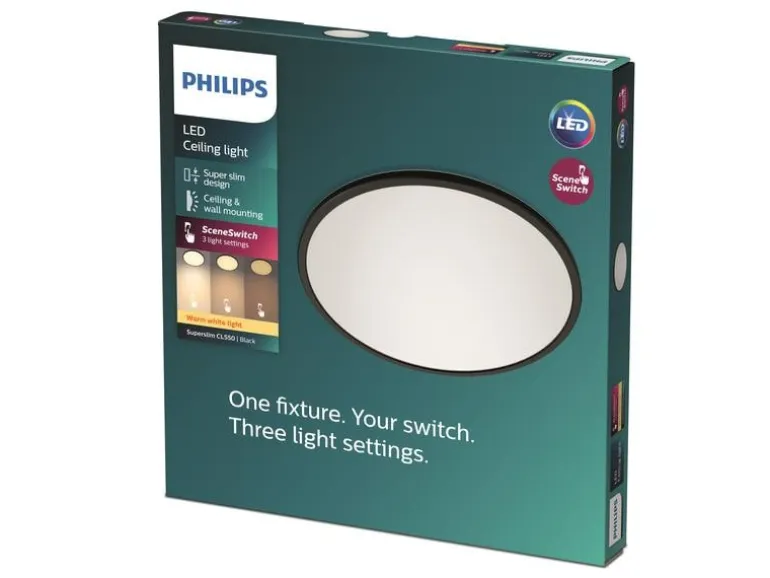 Philips Deckenleuchte LED SceneSwitch CL550 1300 lm 2700K, Schwarz