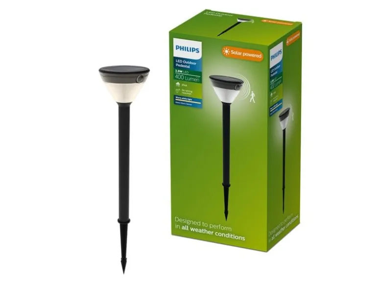 Philips Gartenlicht Solar Kyna, 3.8W, 2700 K, 400 lm, Schwarz
