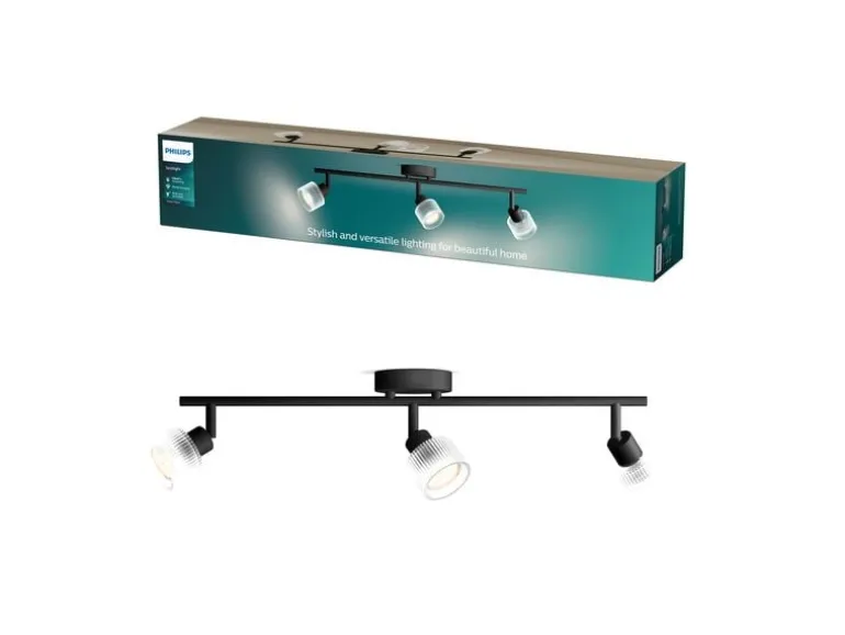Philips Horen Aufbauspot 3x Balken ohne Leuchtmittel GU10, schwarz
