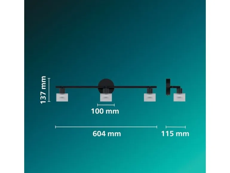 Philips Horen Aufbauspot 3x Balken ohne Leuchtmittel GU10, schwarz