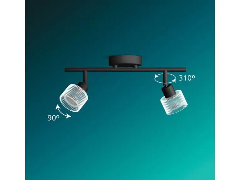 Philips Horen Aufbauspot 4x, ohne Leuchtmittel GU10, schwarz