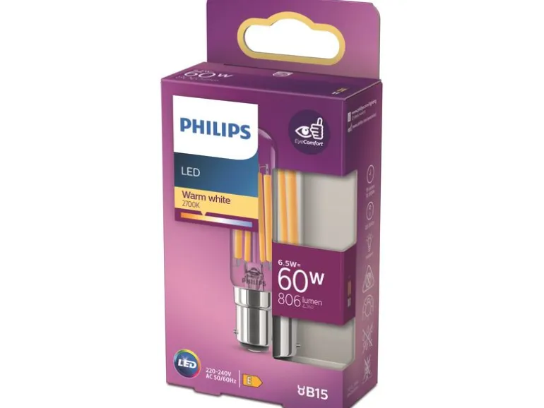 Philips LED T20 l Stablampe, B15, Klar, Warmweiss, 60W Ersatz
