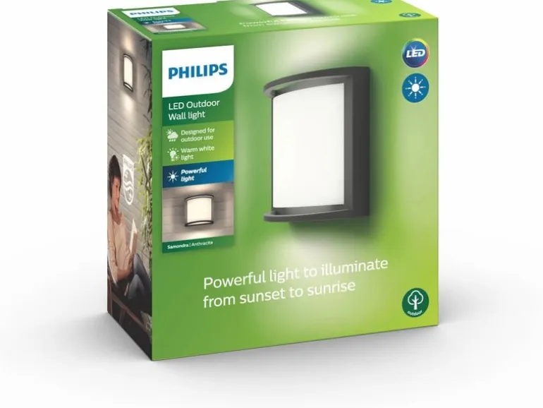 Philips Wandleuchte Samondra, 12 W, 1200 lm, 2700 K, Anthrazit