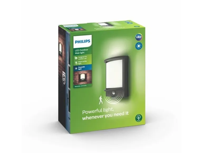 Philips Wandleuchte Samondra 12 W, 1200 lm, 2700 K, Anthrazit, BWM