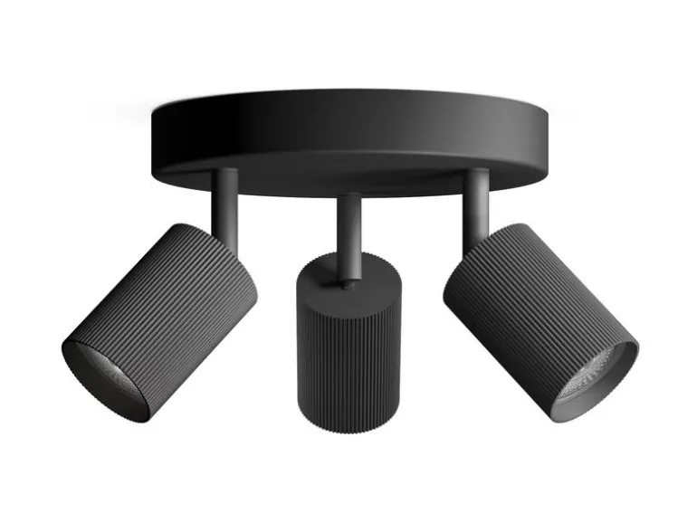 Philips Wyatt Aufbauspot 3x, rund ohne Leuchtmittel GU10, schwarz
