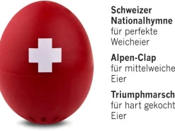 PiepEi Küchentimer Singende Eieruhr Swiss, Rot / Weiss