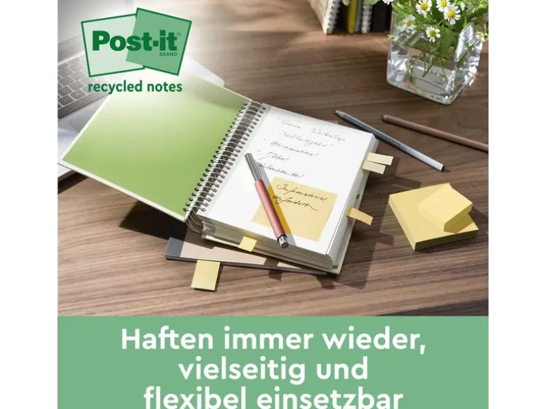 Post-it Notizzettel Post-it Recycling Gelb, 7.6 cm x 7.6 cm