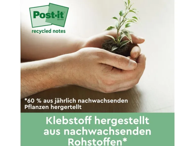 Post-it Notizzettel Post-it Recycling Gelb, 7.6 cm x 7.6 cm