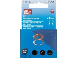 Prym Ösen mit Scheiben, 8 mm Dunkelbraun, Silber