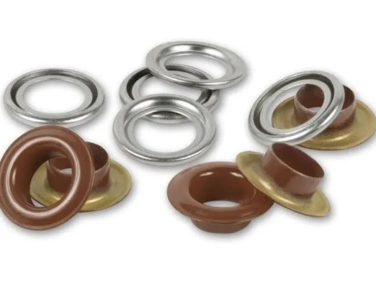 Prym Ösen mit Scheiben, 8 mm Dunkelbraun, Silber