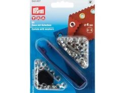 Prym Ösen + Scheiben 4 mm, Silber, 50 Stück