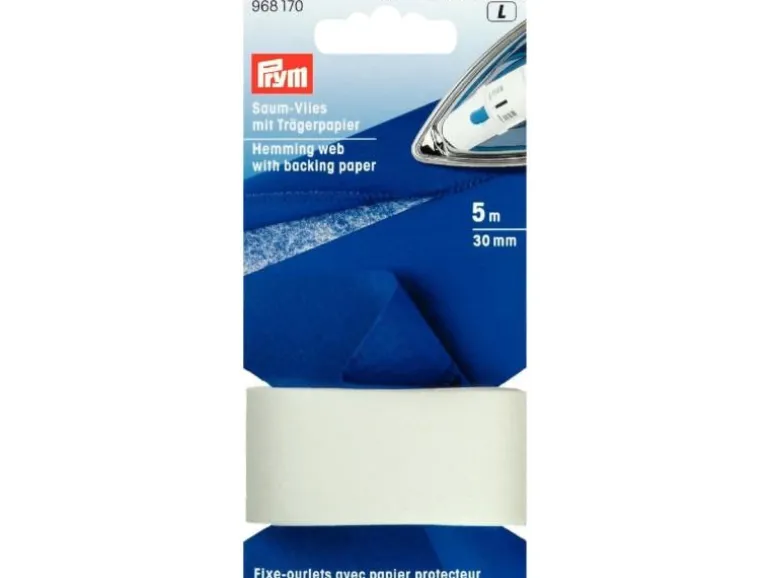 Prym Vlies Trägerpapier Saum 30 mm, Weiss