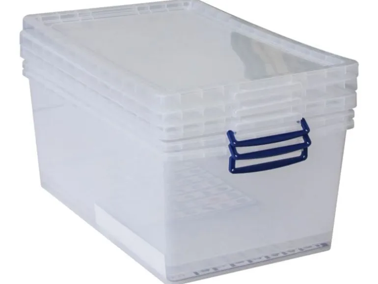 Really Useful Box Aufbewahrungsbox nestbar Transparent, 3 x 62 l