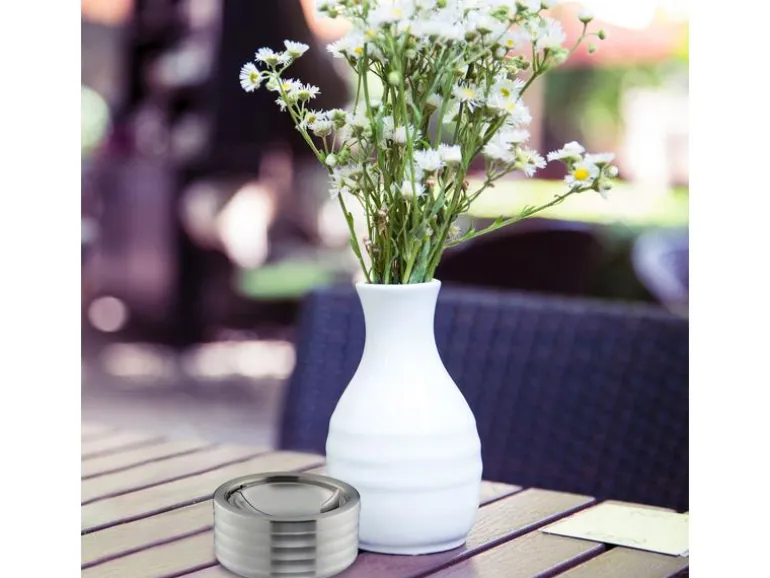 relaxdays Aschenbecher mit Deckel Silber