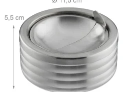 relaxdays Aschenbecher mit Deckel Silber