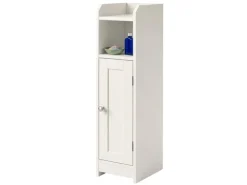 relaxdays Badschrank 18 x 80 cm, Weiss/Silber
