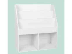relaxdays Bücherregal für Kinder 79 x 72 x 30.5 cm Weiss/Blau