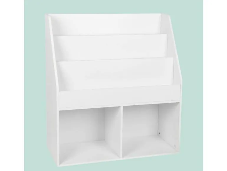 relaxdays Bücherregal für Kinder 79 x 72 x 30.5 cm Weiss/Blau