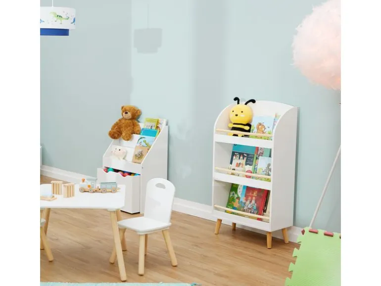 relaxdays Bücherregal für Kinder Weiss; Hellbraun