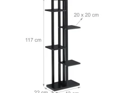 relaxdays Blumentreppe Stahl / MDF, Schwarz, 117 cm