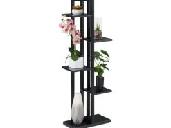 relaxdays Blumentreppe Stahl / MDF, Schwarz, 117 cm