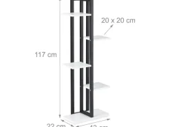 relaxdays Blumentreppe Stahl / MDF, Weiss / Schwarz, 117 cm