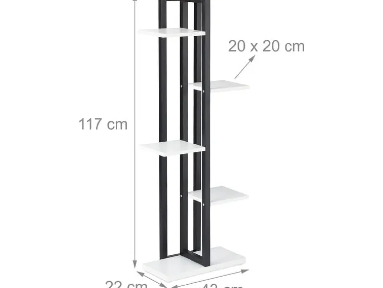 relaxdays Blumentreppe Stahl / MDF, Weiss / Schwarz, 117 cm