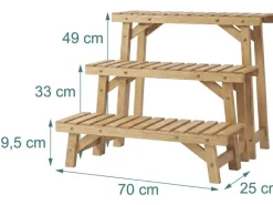 relaxdays Blumentreppe Tannenholz, Hellbraun, 3er Set
