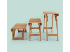 relaxdays Blumentreppe Tannenholz, Hellbraun, 3er Set