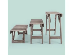 relaxdays Blumentreppe Tannenholz, Dunkelbraun, 3er Set