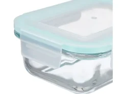 relaxdays Frischhaltedosen 0.37 l, Transparent/Weiss/Türkis