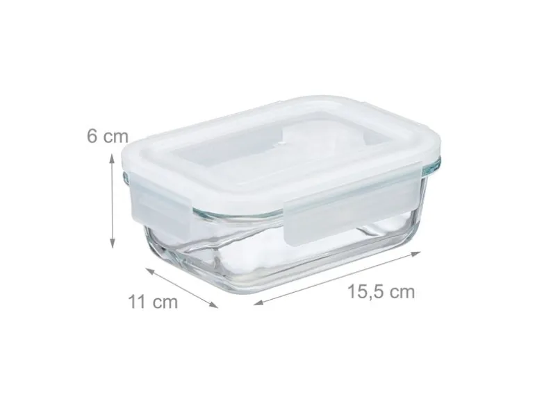 relaxdays Frischhaltedosen 0.37 l, Transparent/Weiss/Türkis