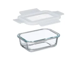 relaxdays Frischhaltedosen 0.37 l, Transparent/Weiss/Türkis