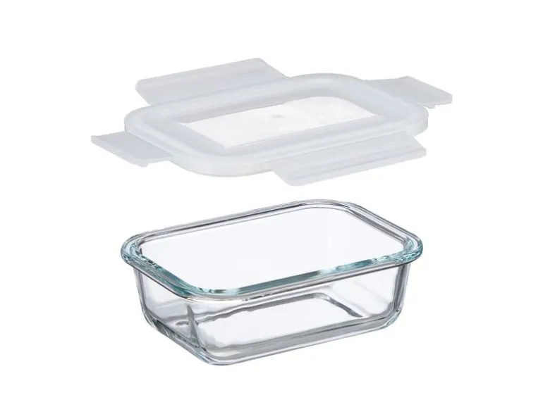 relaxdays Frischhaltedosen 0.37 l, Transparent/Weiss/Türkis