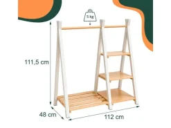 relaxdays Garderobenständer x , Weiss/Braun