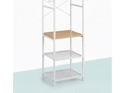 relaxdays Garderobenständer 181 x 40 x 28 cm, Weiss / Braun
