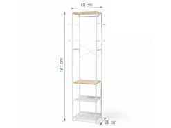 relaxdays Garderobenständer 181 x 40 x 28 cm, Weiss / Braun