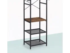 relaxdays Garderobenständer 181 x 40 x 28 cm, Braun / Schwarz