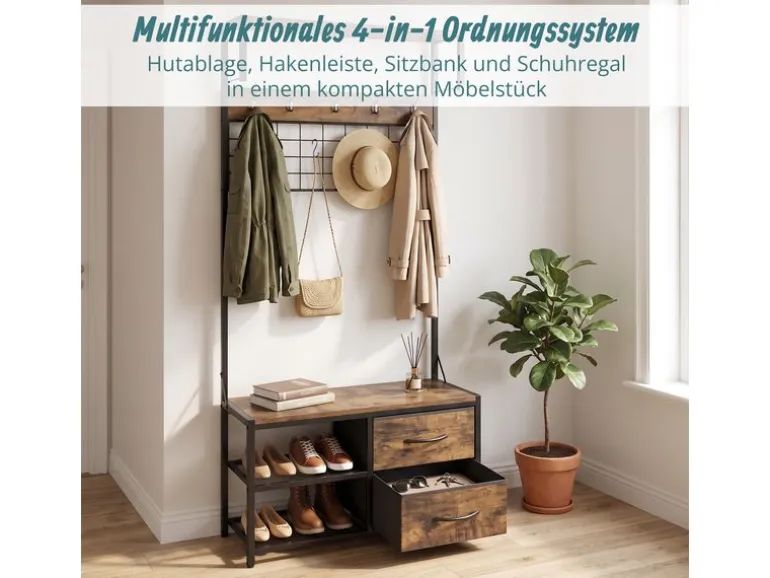 relaxdays Garderobenständer Garderobenständer Schwarz/Braun