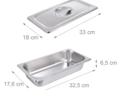 relaxdays Gastronorm-Behälter 6.5 x 32.5 x 17.6 cm, Silber