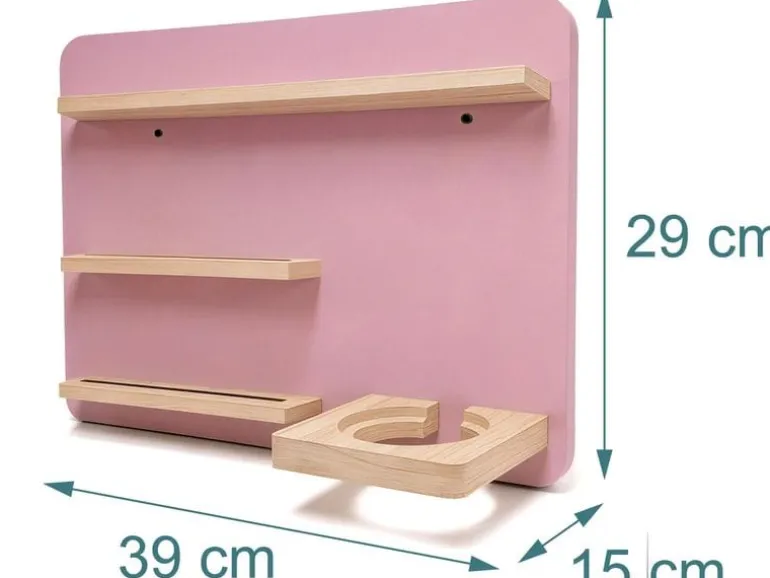 relaxdays Hörfigurenregal MDF / Holz, Rosa / Hellbraun