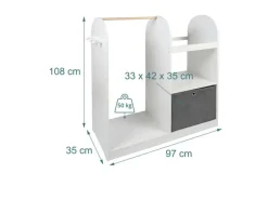 relaxdays Kindergarderobe mit Stoffbox