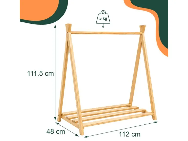 relaxdays Kindergarderobe x , Braun
