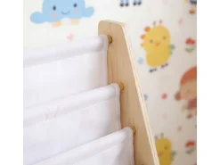 relaxdays Kinderregal Holz Polyester Weiss Hellbraun