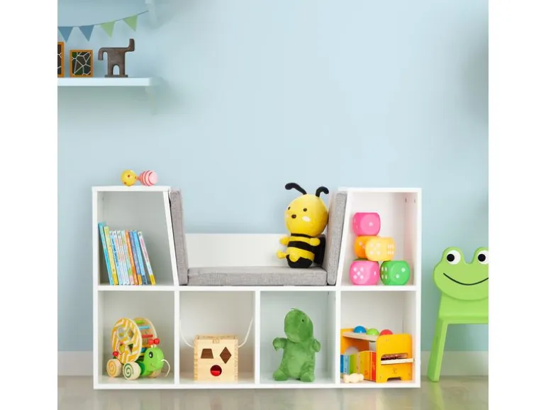 relaxdays Kinderregal, Weiss / Grau, 6 Fächer