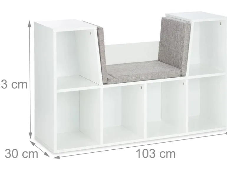 relaxdays Kinderregal, Weiss / Grau, 6 Fächer